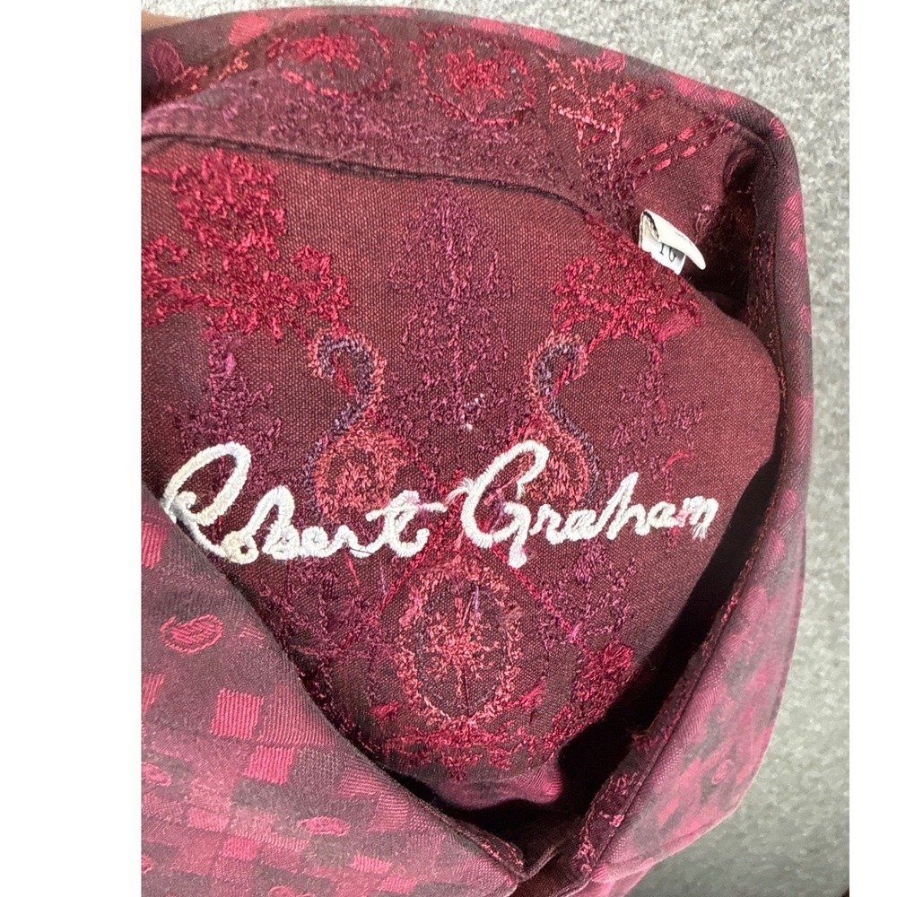 Robert Graham Button Down Shirt Mens XL Burgundy Paisley Jacquard Hipster Fading - Picture 4 of 13